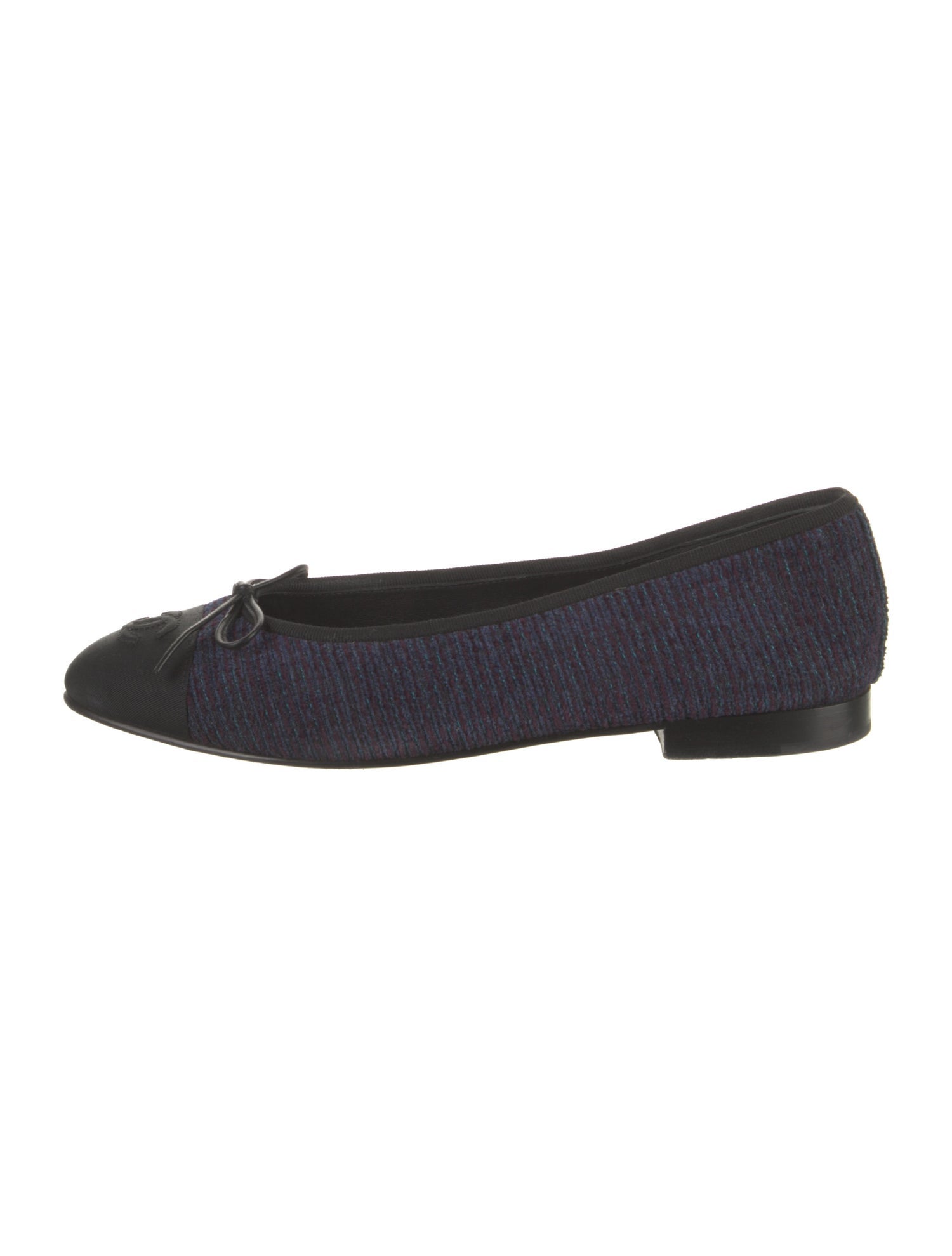 Chanel Interlocking CC Logo Velvet Ballet Flats