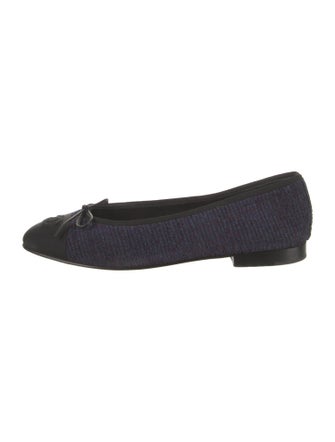 Chanel Interlocking CC Logo Velvet Ballet Flats