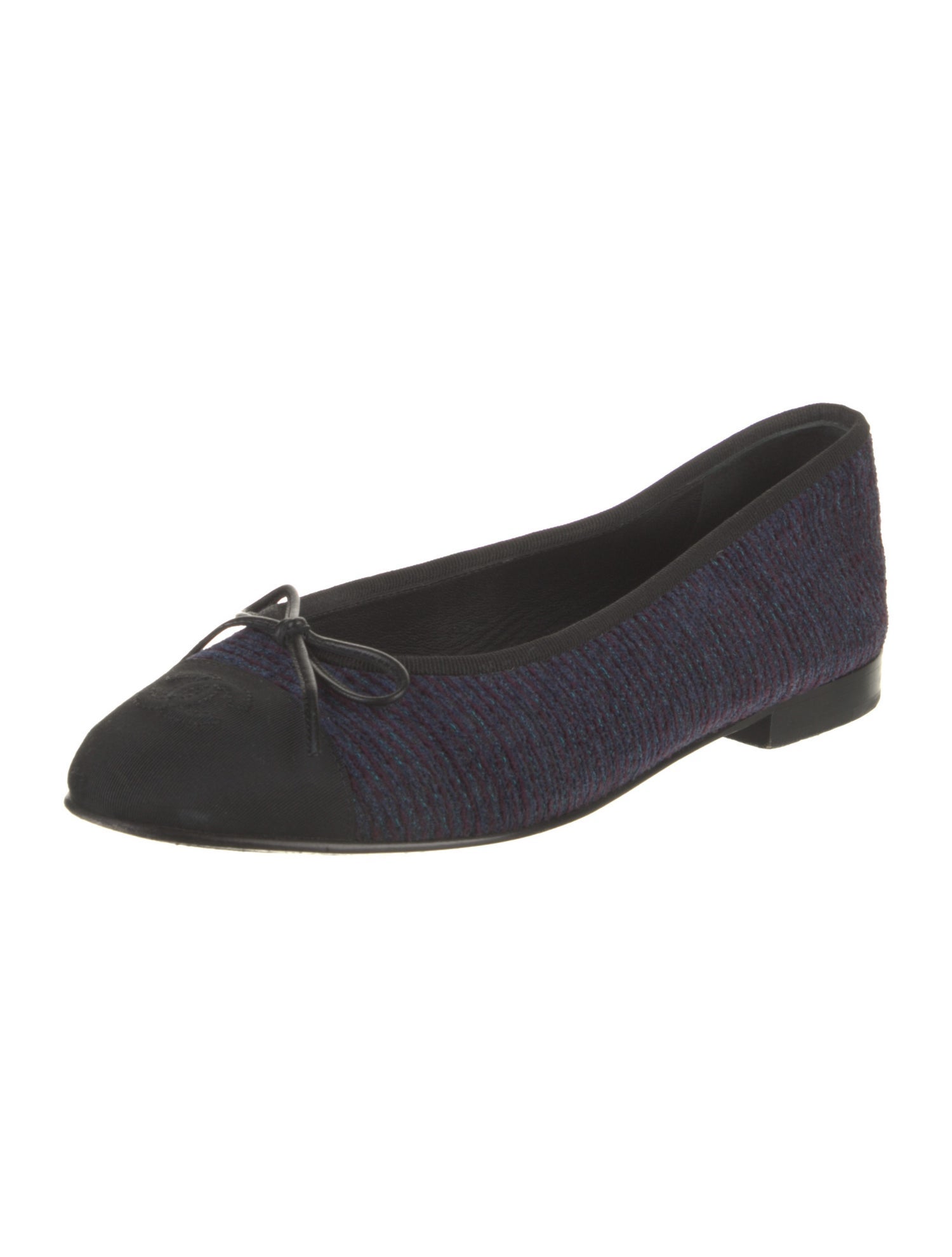 Chanel Interlocking CC Logo Velvet Ballet Flats