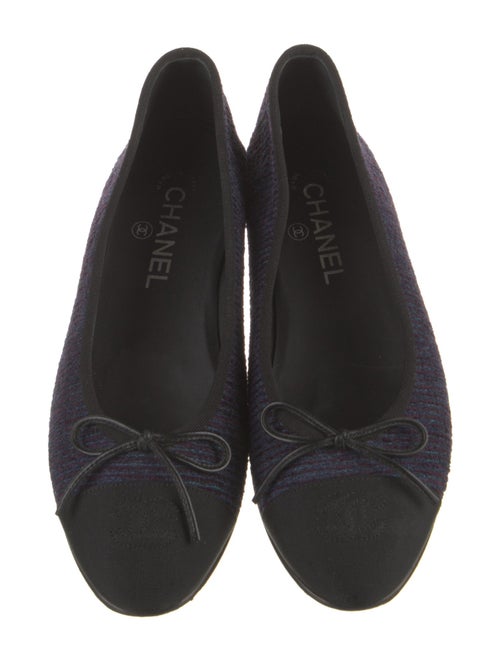 Chanel Interlocking CC Logo Velvet Ballet Flats