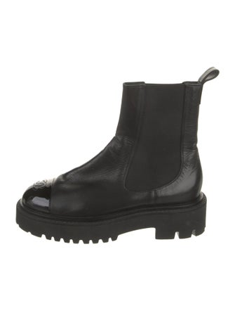 Chanel Interlocking CC Logo Leather Chelsea Boots
