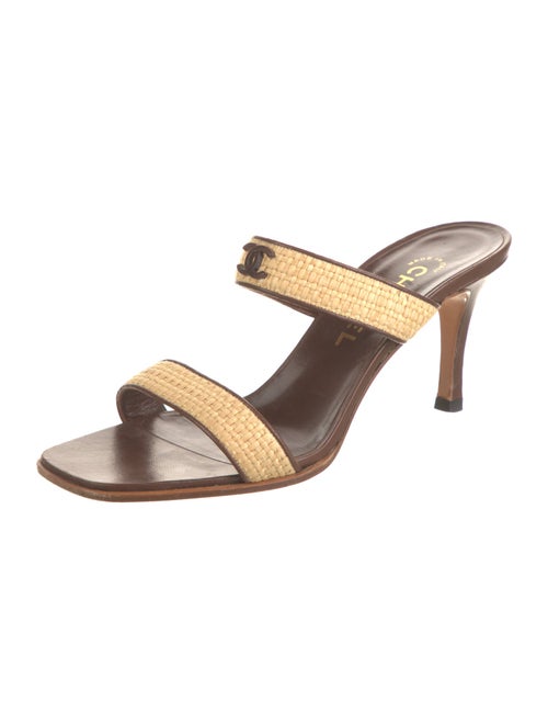 Chanel Interlocking CC Logo Leather Slides