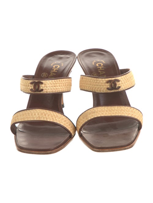 Chanel Interlocking CC Logo Leather Slides