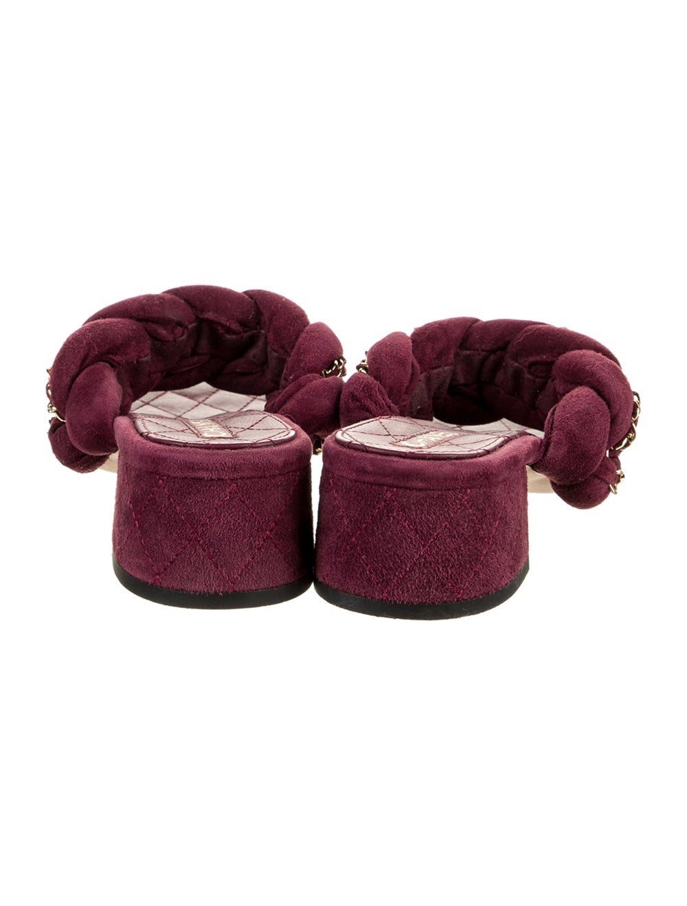 Chanel Suede Slides Burgundy Interlocking CC Logo… - image 4