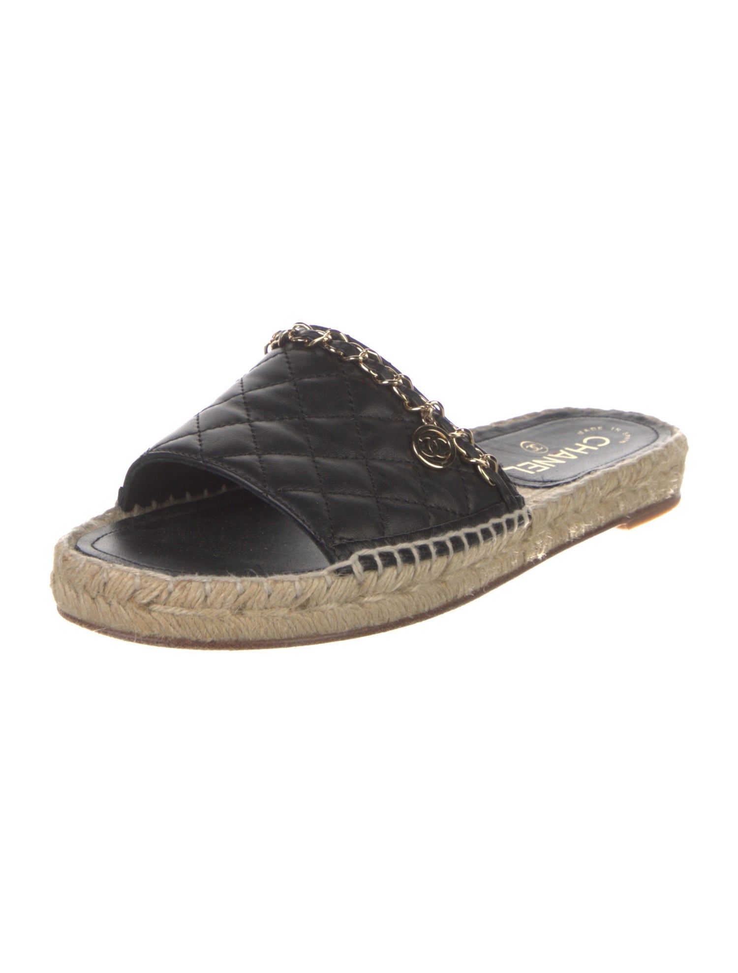 Chanel Interlocking CC Logo Leather Espadrilles