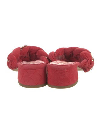 Chanel Interlocking CC Logo Suede Slides