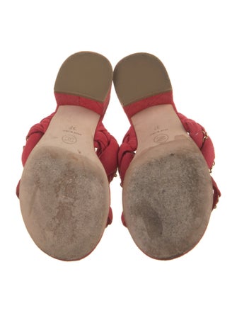 Chanel Interlocking CC Logo Suede Slides