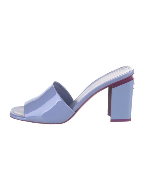 Chanel Interlocking CC Logo Patent Leather Slides