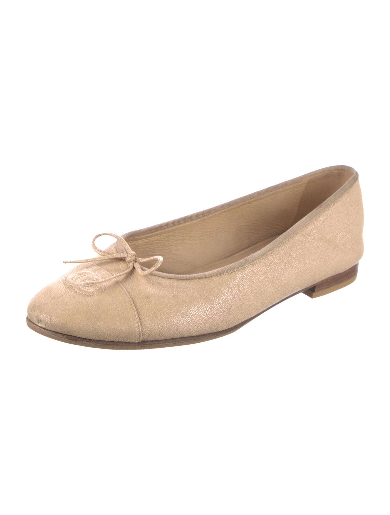 Chanel Interlocking CC Logo Bow Accents Ballet Flats