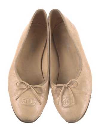 Chanel Interlocking CC Logo Bow Accents Ballet Flats