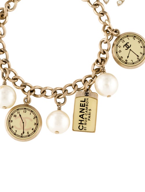 Chanel Faux Pearl CC Charm Bracelet