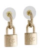 Chanel 2022 CC Padlock Drop Earrings