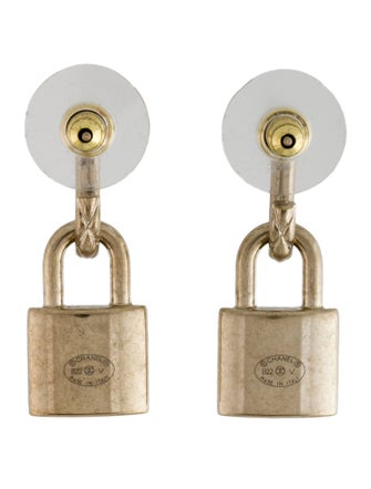 Chanel 2022 CC Padlock Drop Earrings