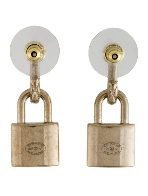 Chanel 2022 CC Padlock Drop Earrings