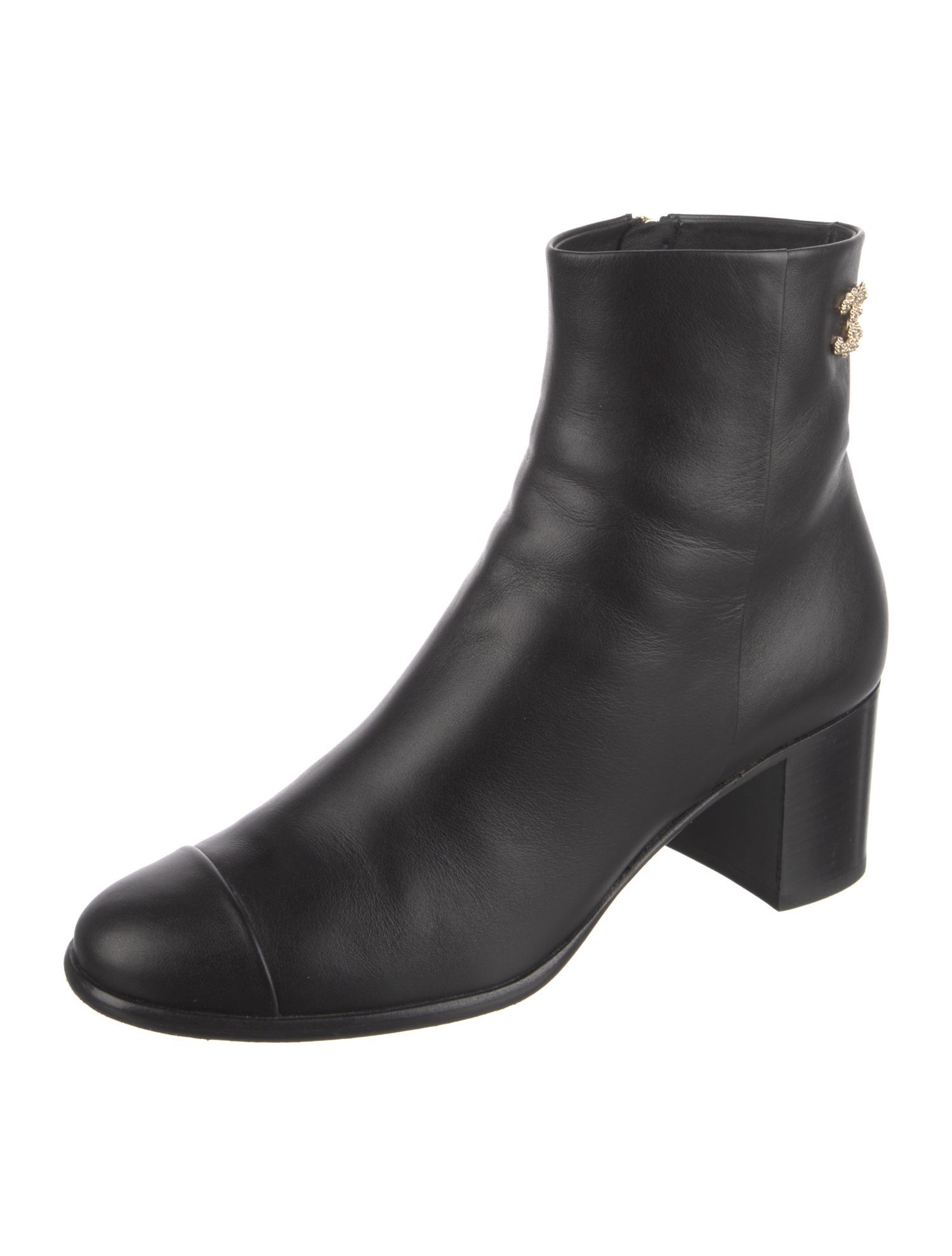 Chanel Interlocking CC Logo Leather Boots