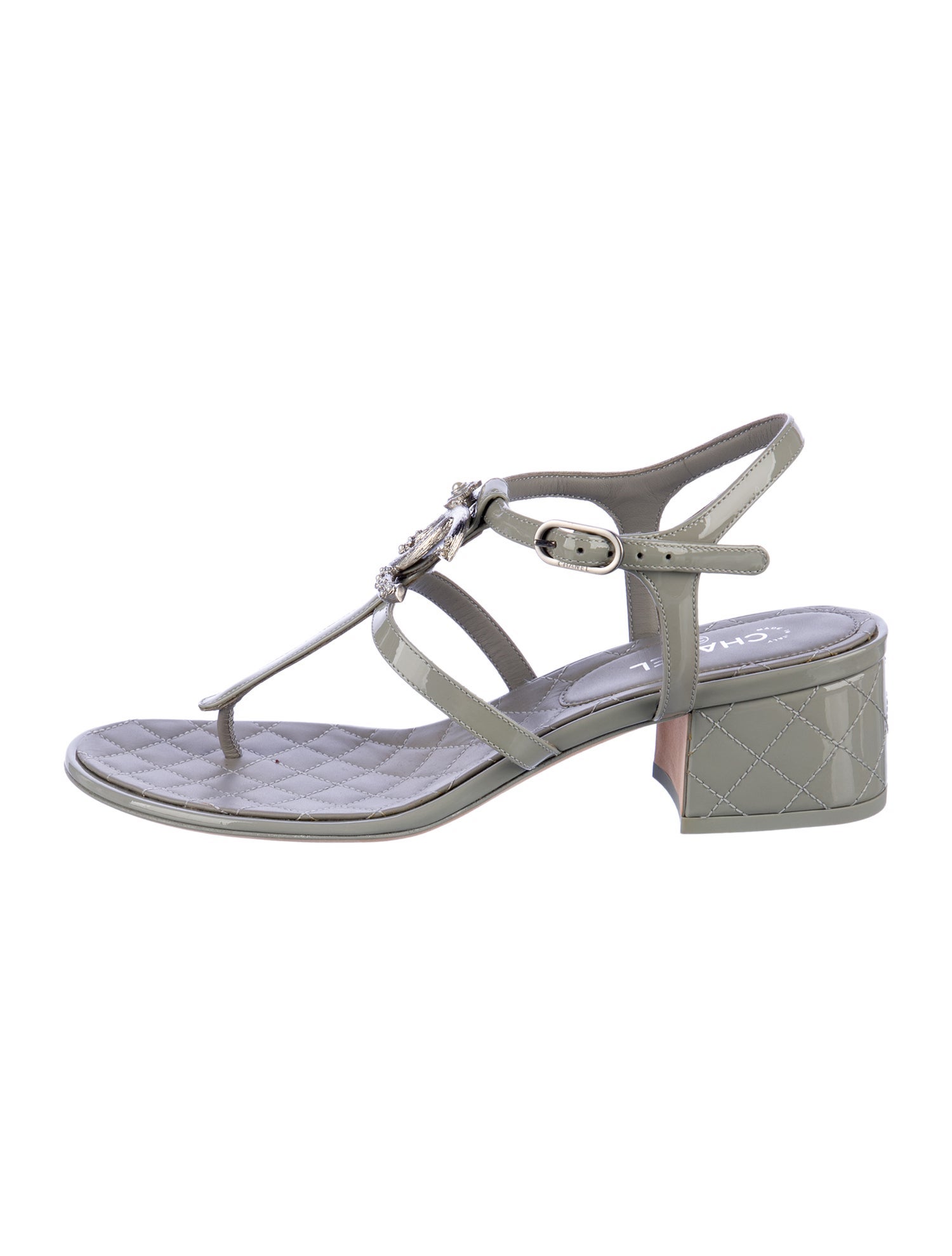 Chanel 2022 Interlocking CC Logo T-Strap Sandals