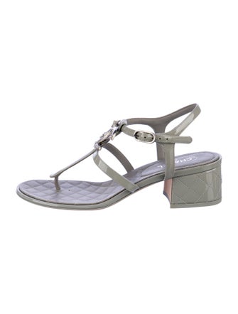 Chanel 2022 Interlocking CC Logo T-Strap Sandals