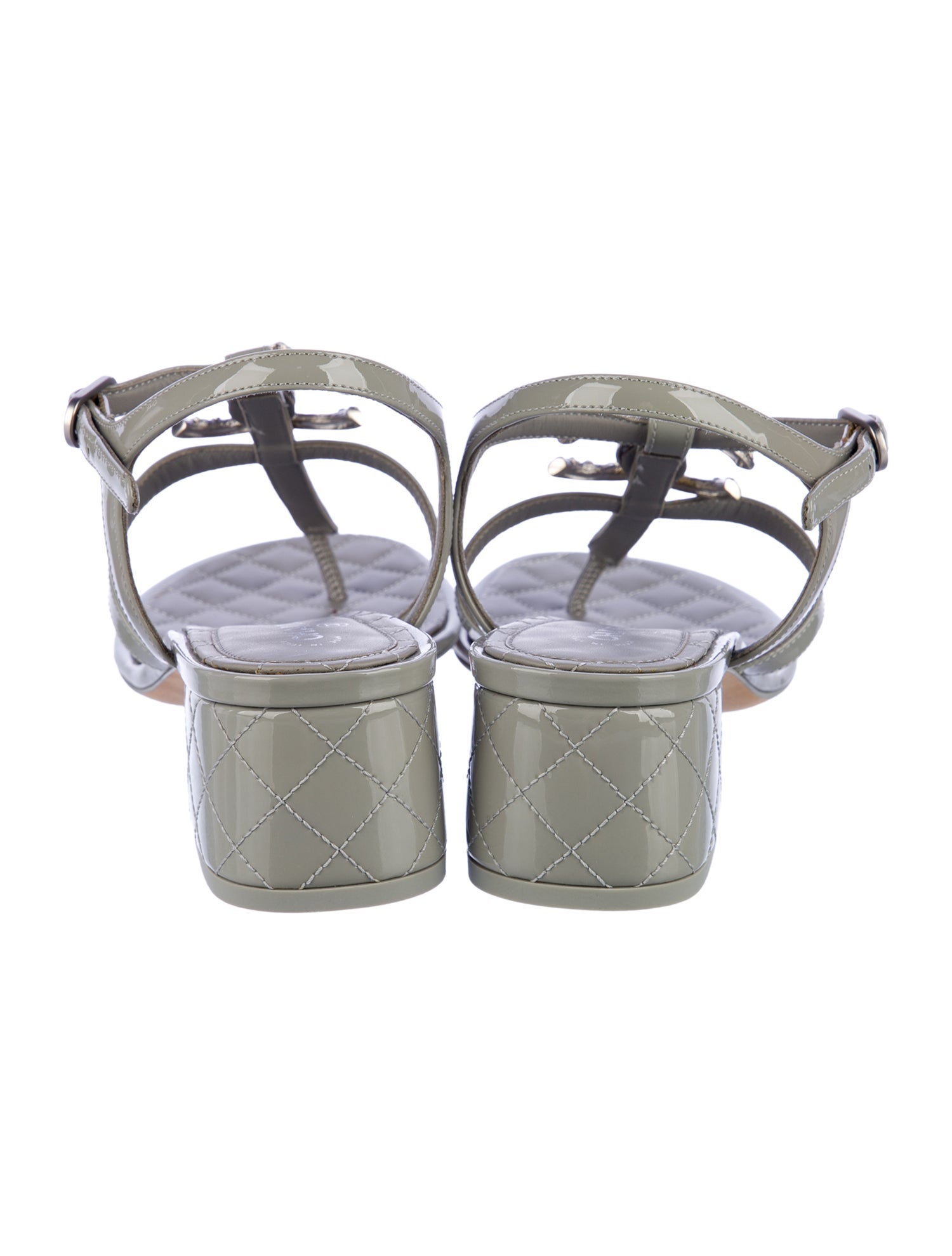 Chanel 2022 Interlocking CC Logo T-Strap Sandals