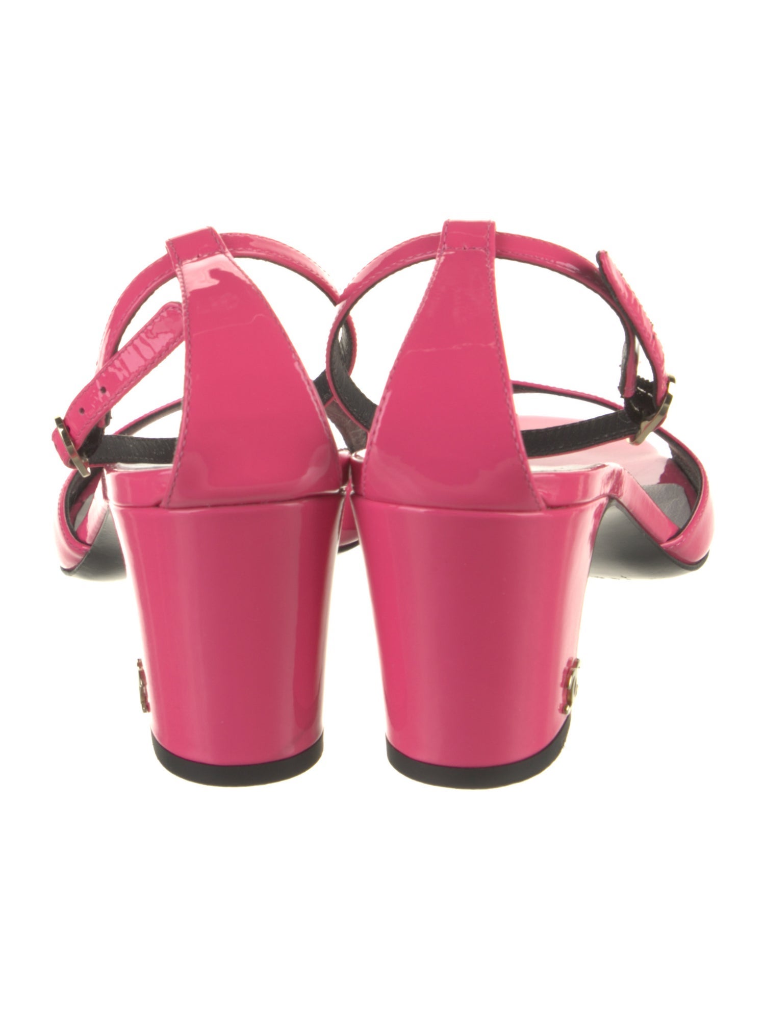 Chanel Interlocking CC Logo Patent Leather Sandals