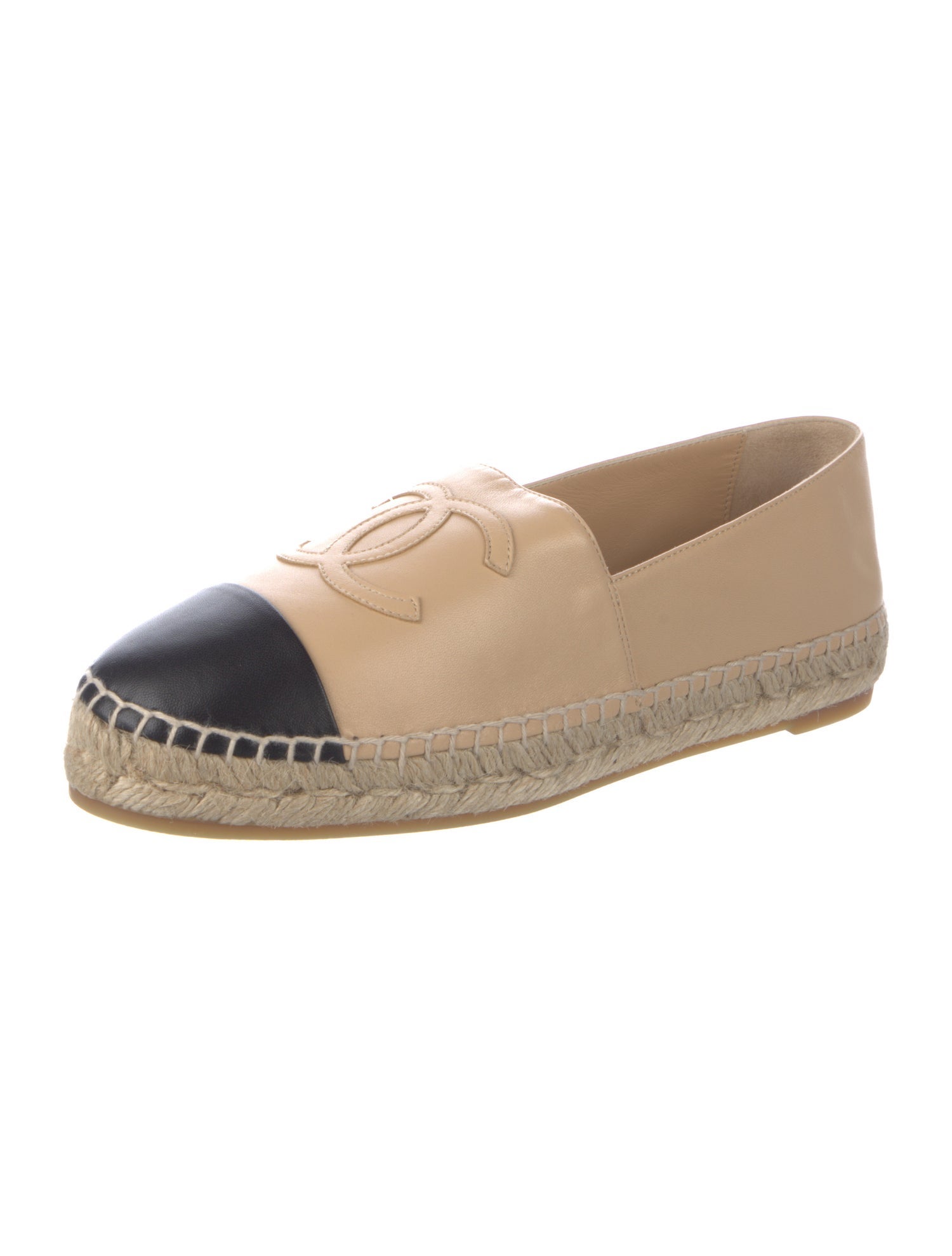 Chanel Interlocking CC Logo Lambskin Espadrilles w/ Tags