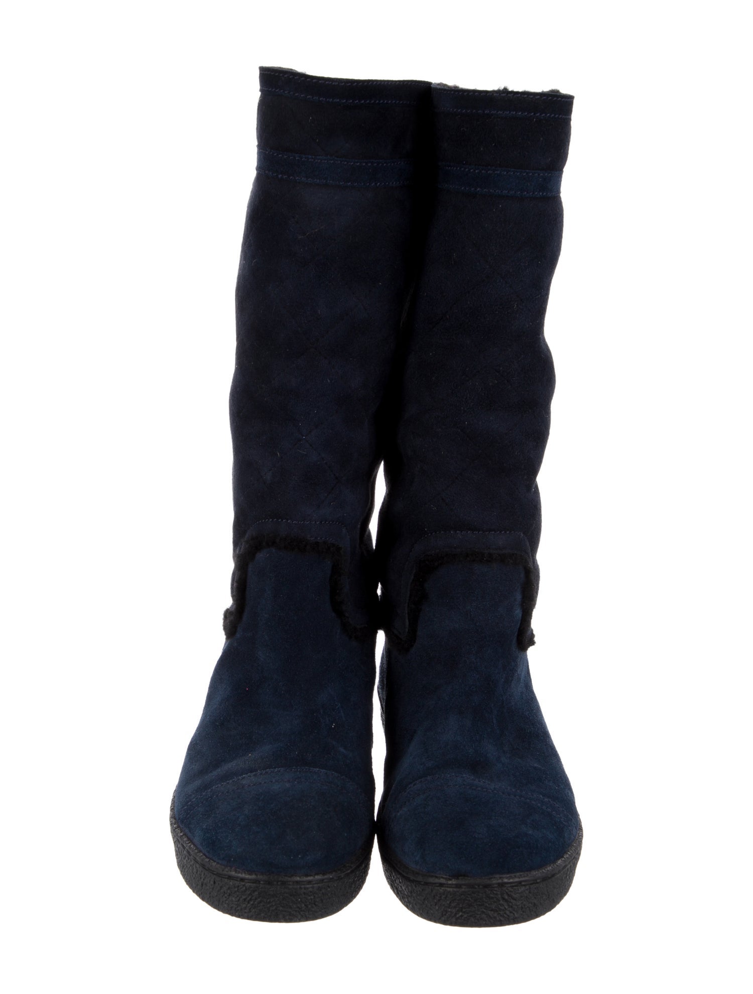 Chanel Interlocking CC Logo Suede Boots