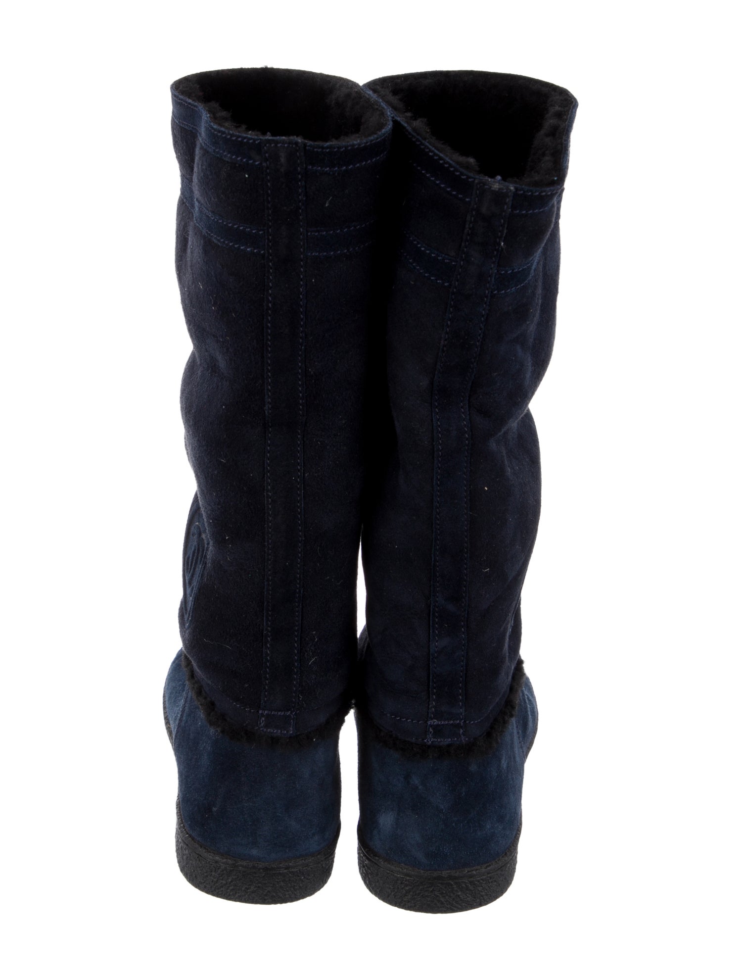 Chanel Interlocking CC Logo Suede Boots