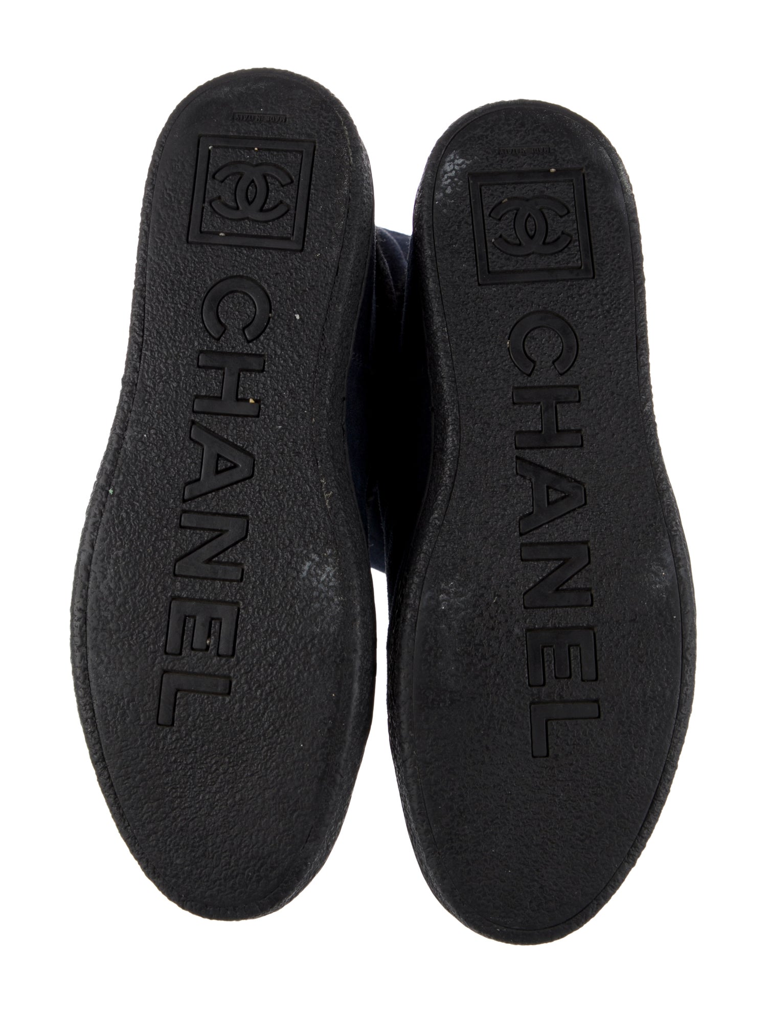 Chanel Interlocking CC Logo Suede Boots
