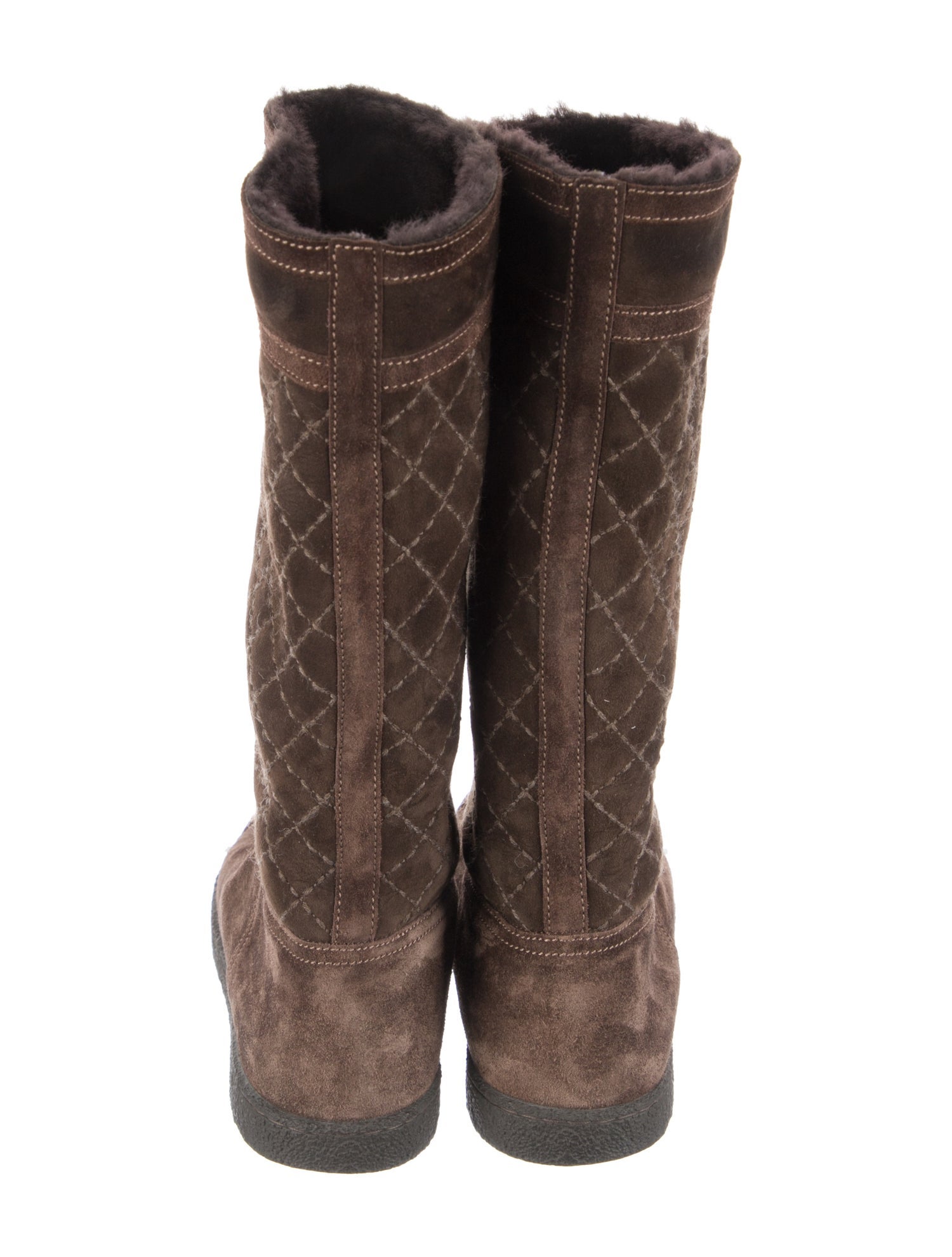 Chanel Interlocking CC Logo Suede Boots