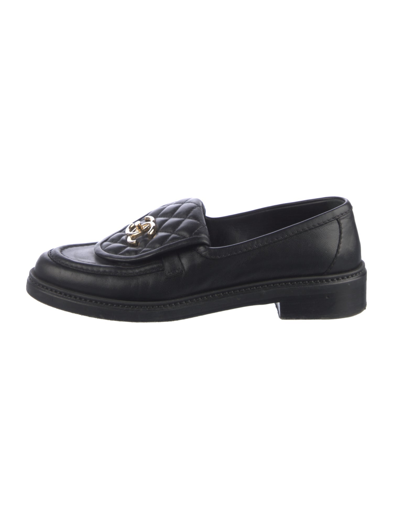 Chanel Interlocking CC Logo Lambskin Loafers