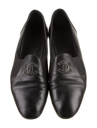Chanel Interlocking CC Logo Leather Loafers