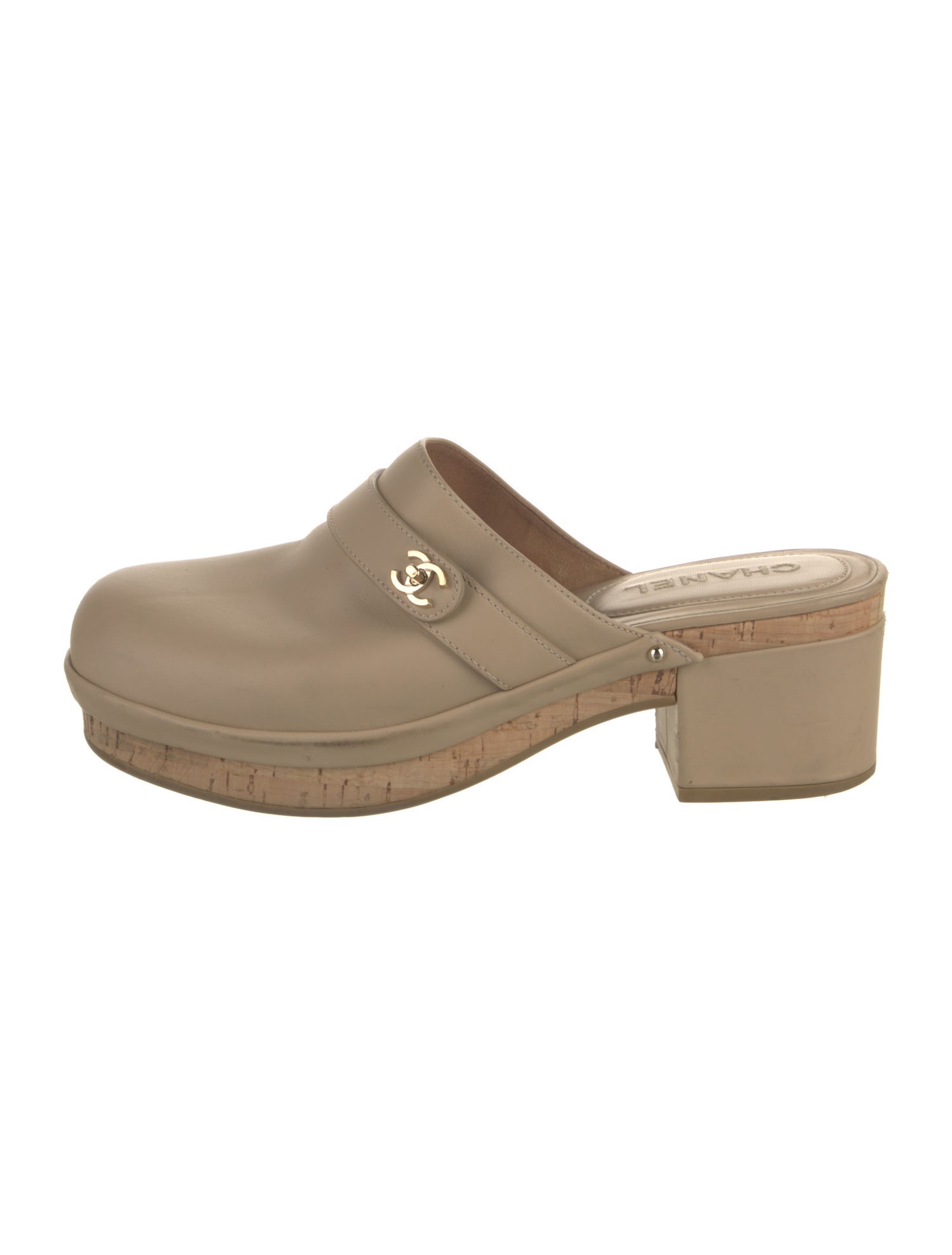 Chanel Interlocking CC Logo Leather Mules