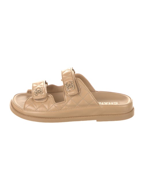 Chanel Interlocking CC Logo Leather Slides