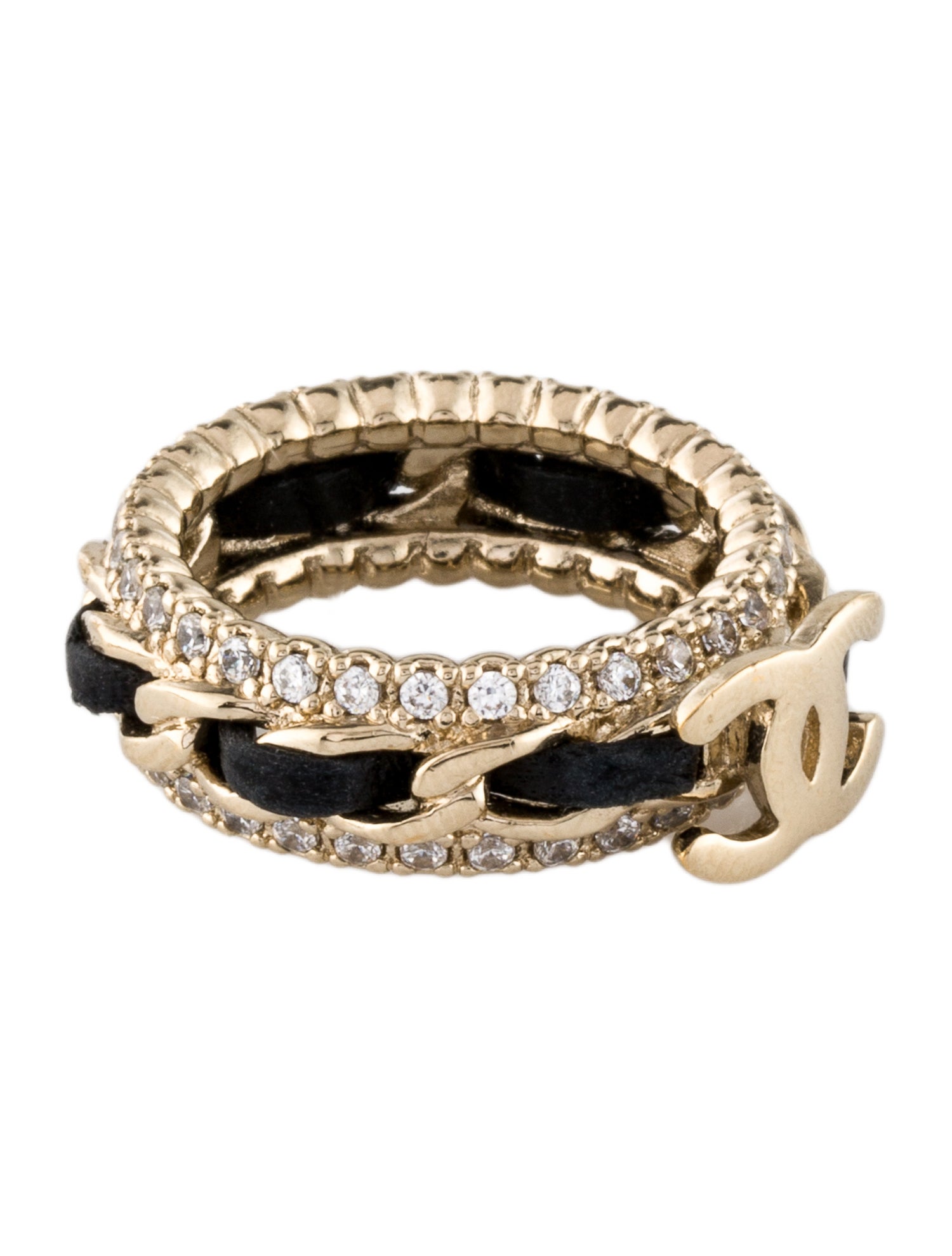 Chanel Leather & Strass CC Band