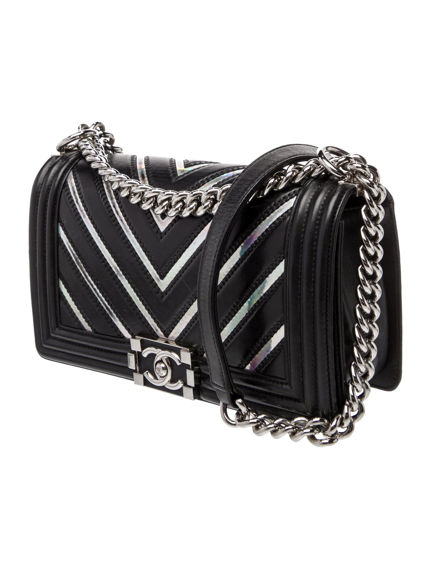 Chanel Medium Holographic Chevron Boy Bag