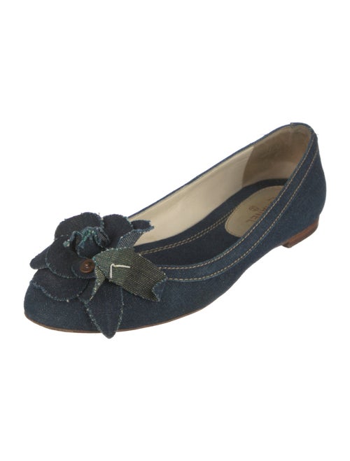 Chanel Interlocking CC Logo Denim Flats