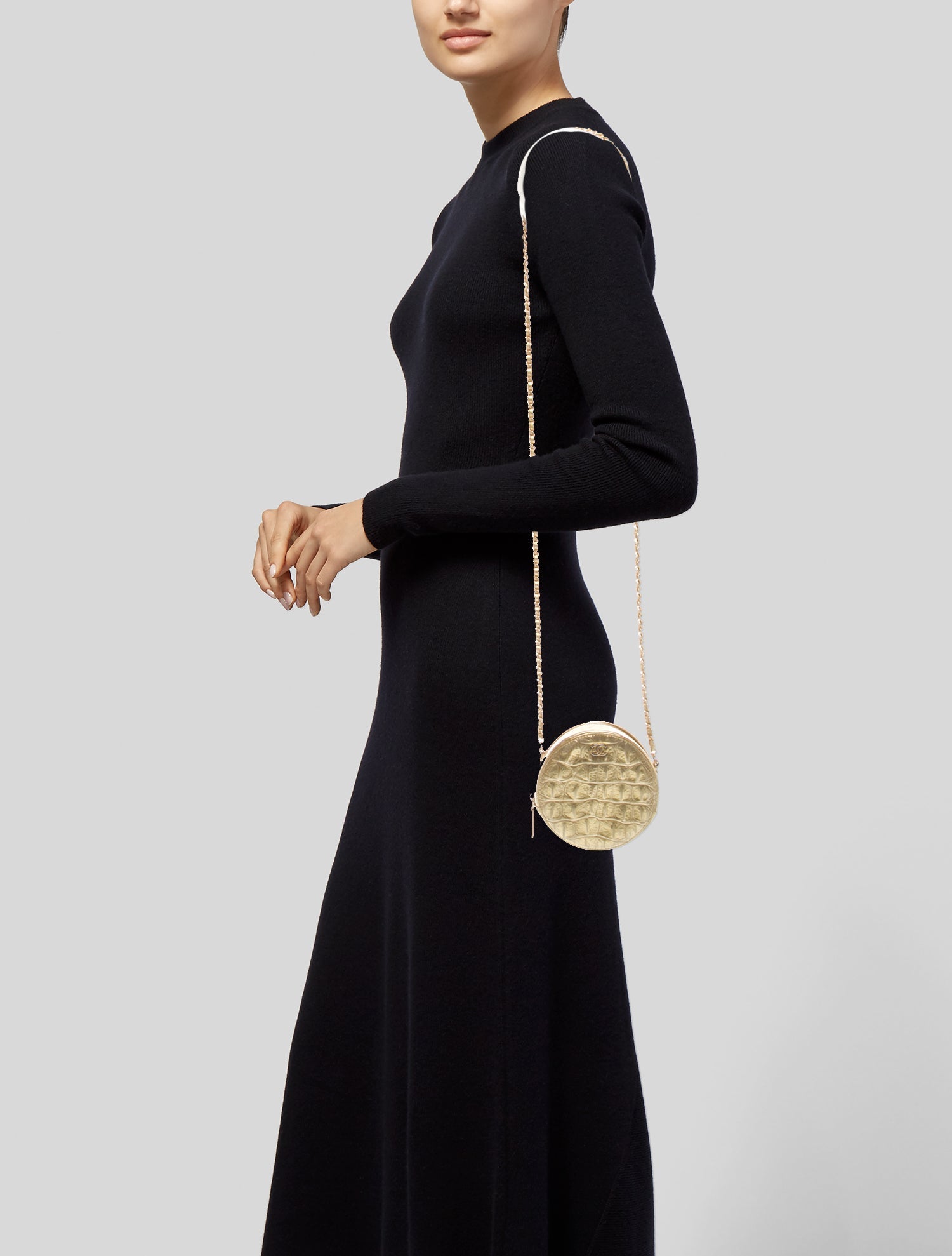 Chanel Paris-New York Coco Croc Round Crossbody Bag