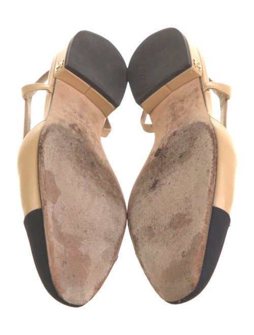 Chanel Interlocking CC Logo Leather Slingback Flats