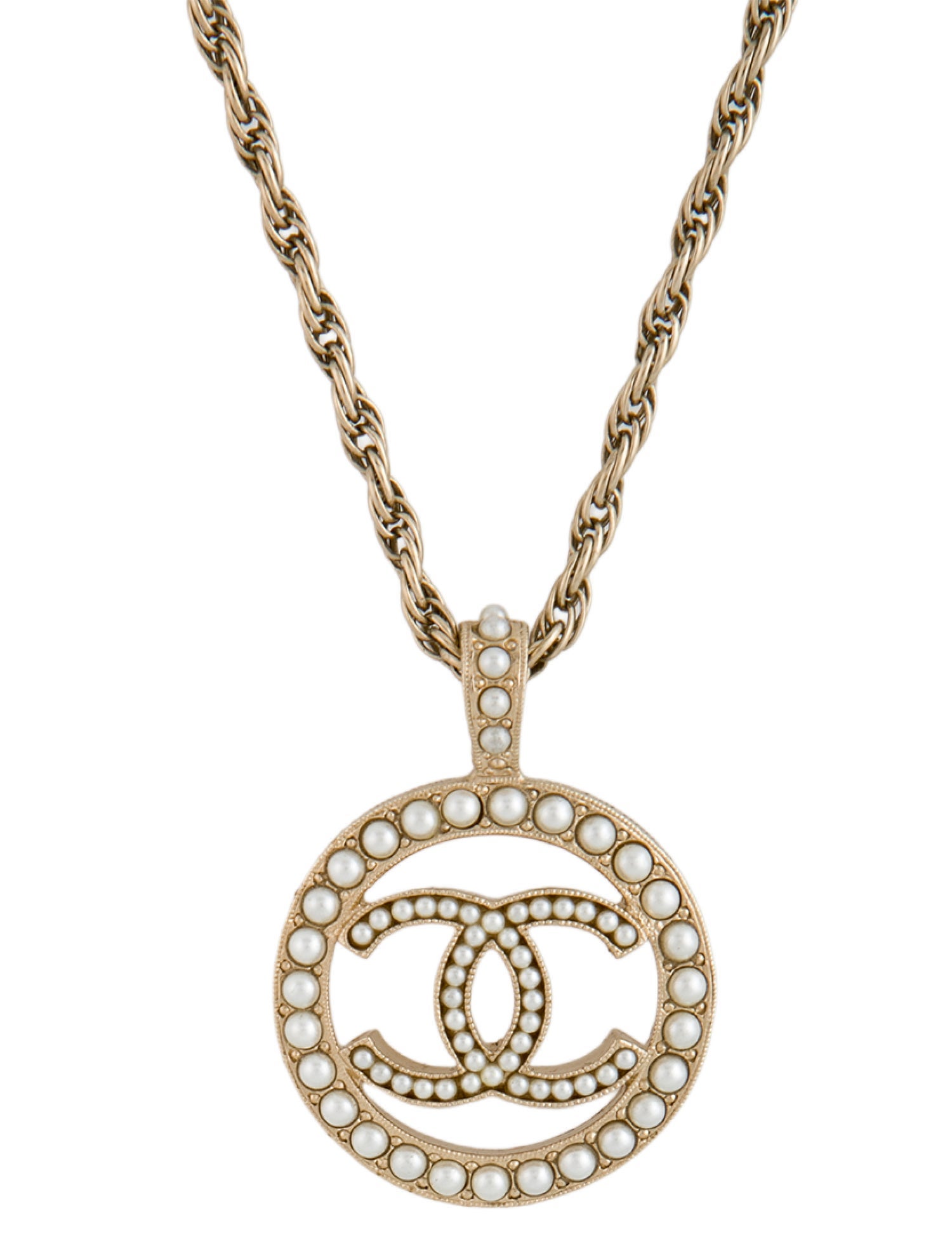 Chanel 2021 Faux Pearl CC Pendant Necklace