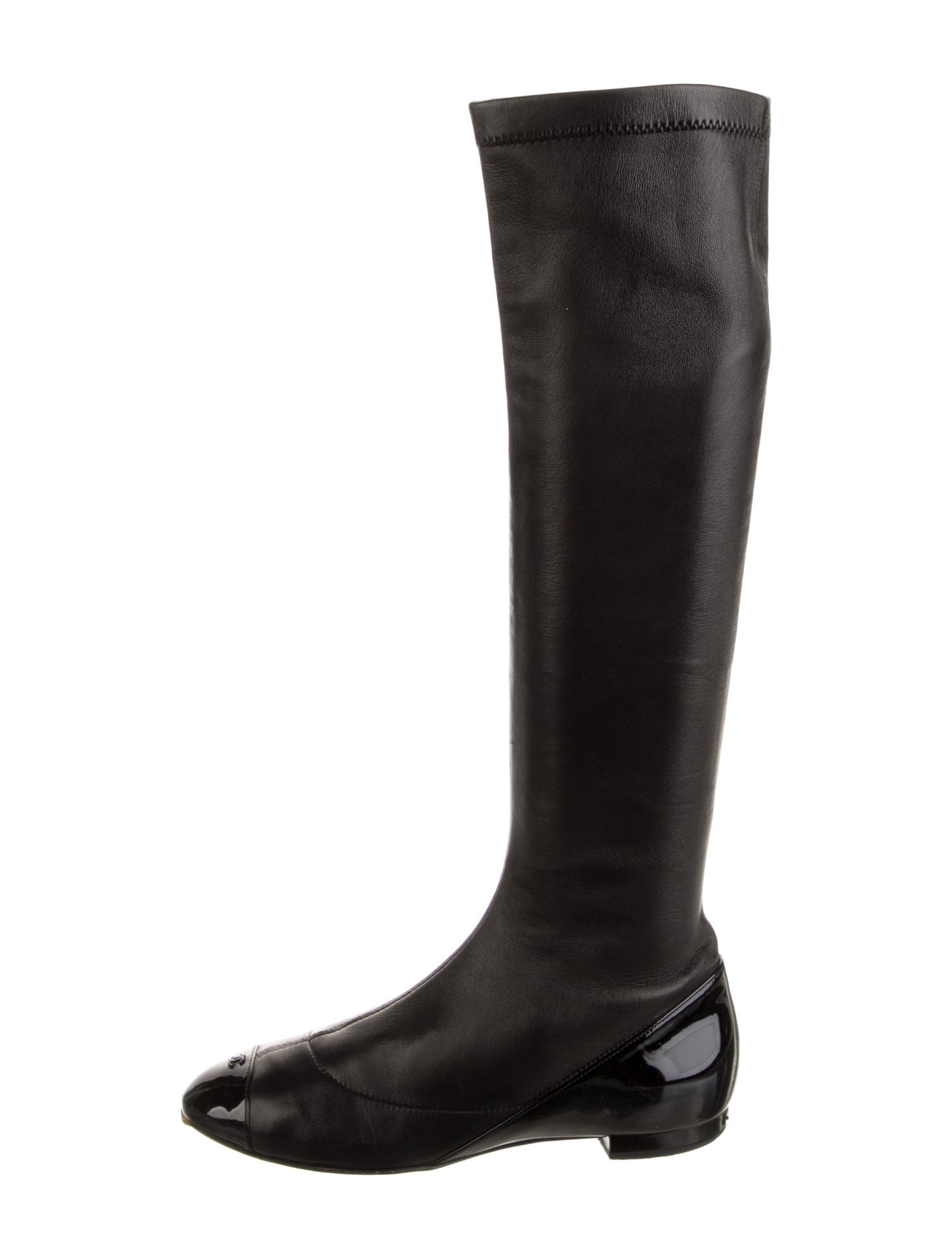 Chanel Interlocking CC Logo Leather Riding Boots