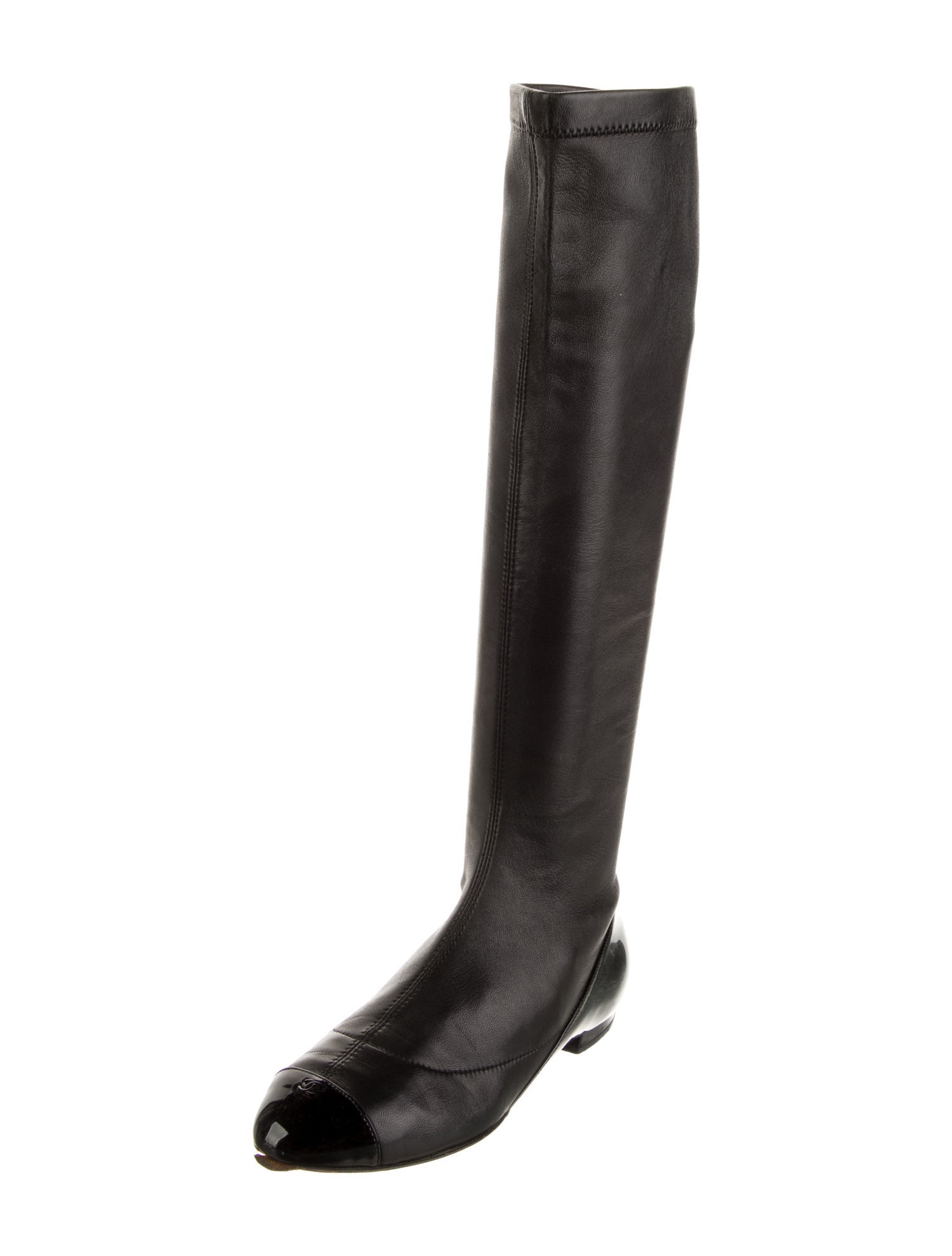 Chanel Interlocking CC Logo Leather Riding Boots
