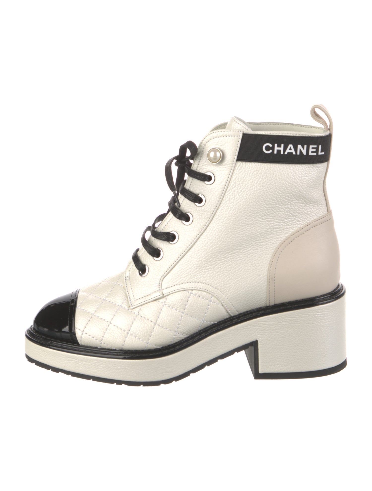 Chanel 2021 Interlocking CC Logo Combat Boots