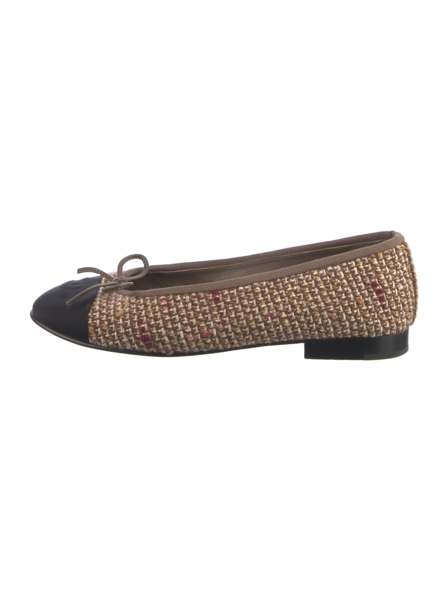 Chanel Interlocking CC Logo Tweed Flats