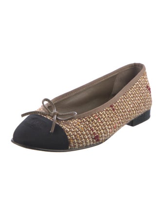 Chanel Interlocking CC Logo Tweed Flats