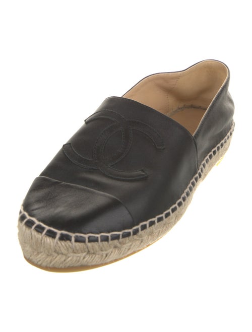 Chanel Interlocking CC Logo Leather Espadrilles