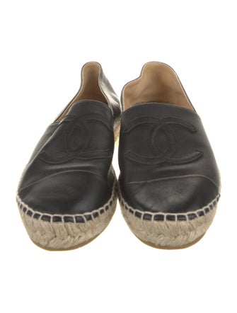 Chanel Interlocking CC Logo Leather Espadrilles