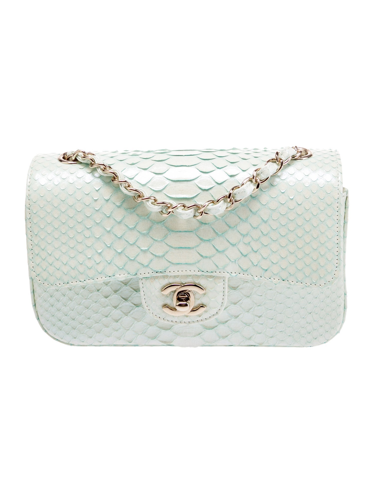 Chanel Rectangular Mini Python Single Flap Bag