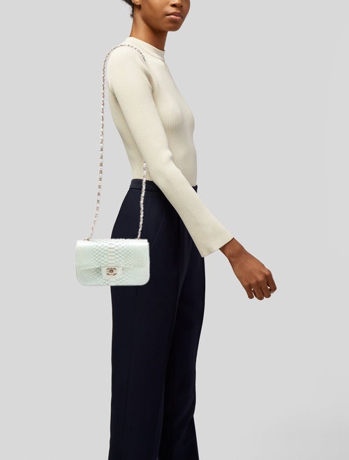 Chanel Rectangular Mini Python Single Flap Bag