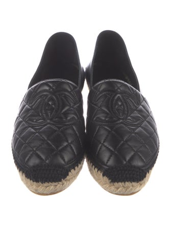 Chanel Interlocking CC Logo Leather Espadrilles