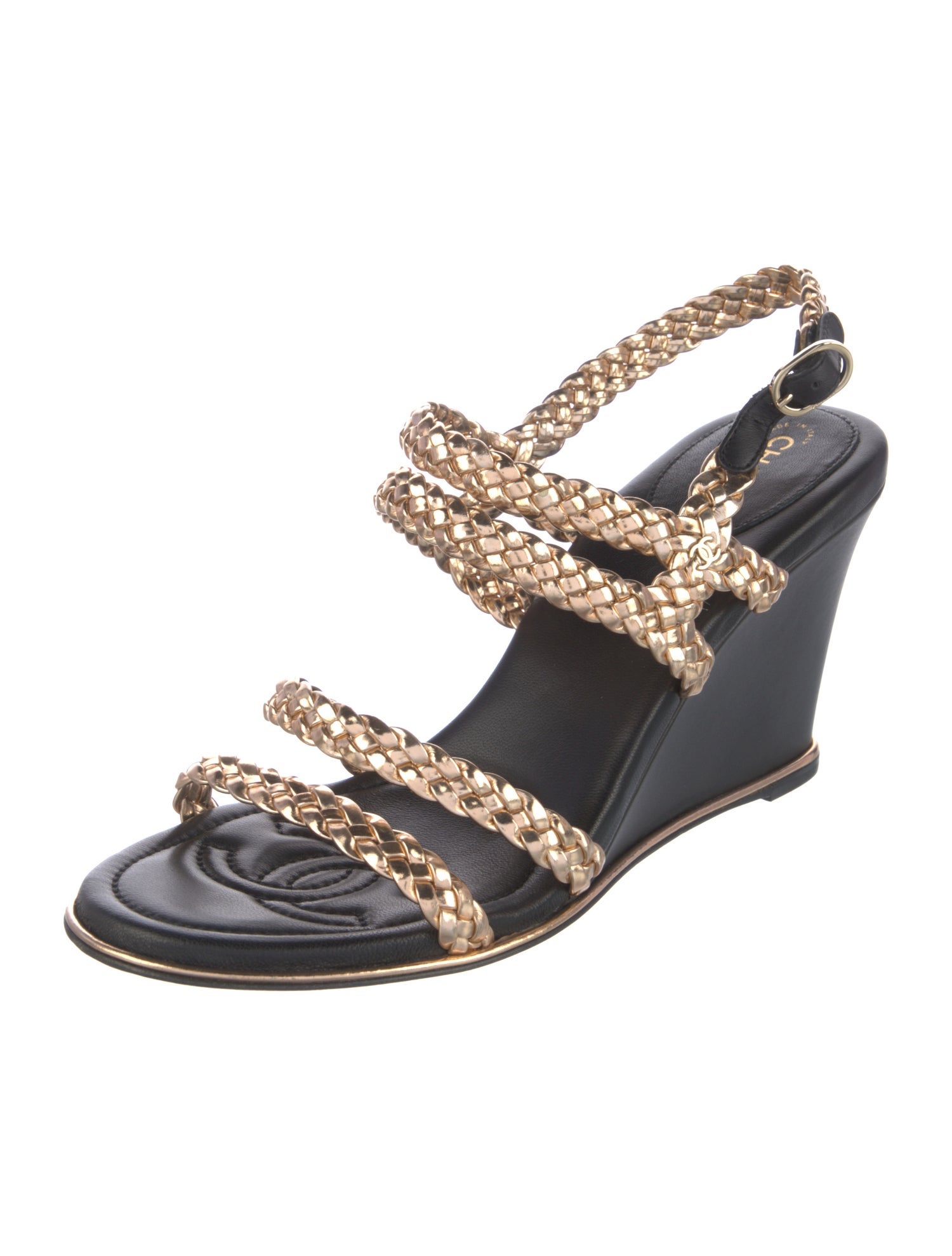 Chanel 2017 Interlocking CC Logo Slingback Sandals