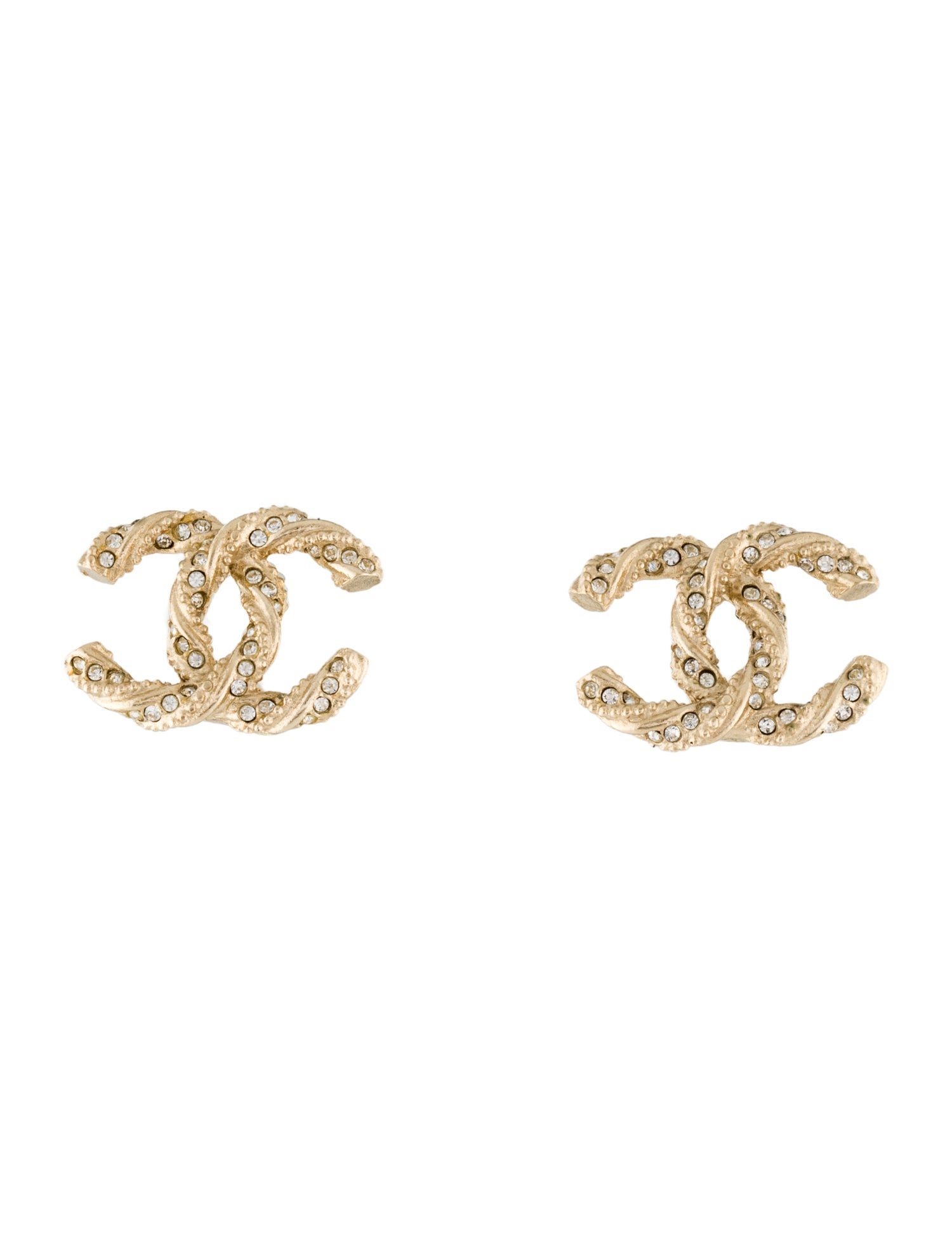Chanel Strass CC Twist Stud Earrings
